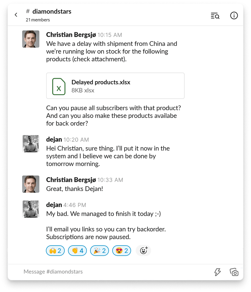 Slack communication